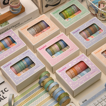 Set de bandă washi din seria Simple pentru stickere DIY — stil pastoral retro