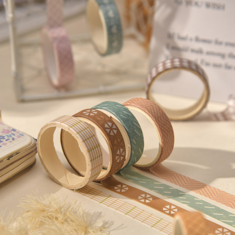 Set de bandă washi din seria Simple pentru stickere DIY — stil pastoral retro