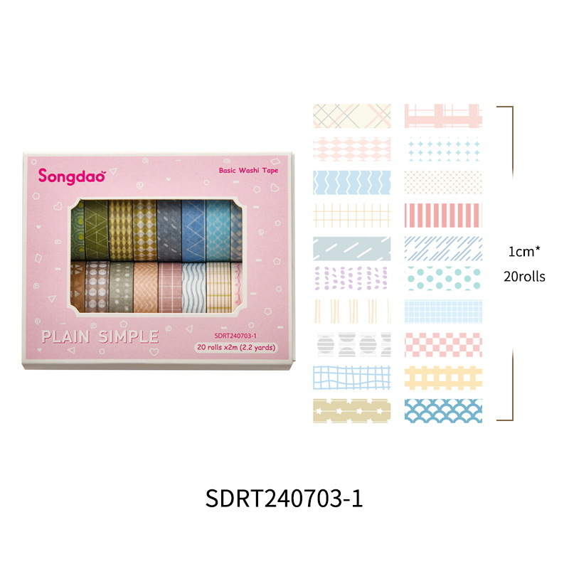 Set de bandă washi din seria Simple pentru stickere DIY — stil pastoral retro