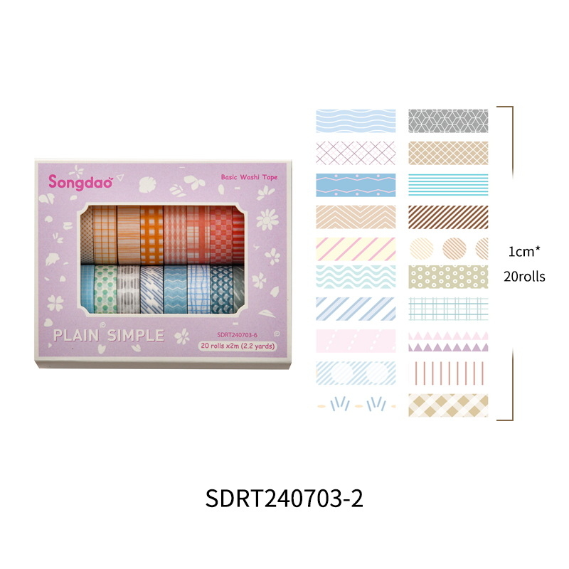 Set de bandă washi din seria Simple pentru stickere DIY — stil pastoral retro