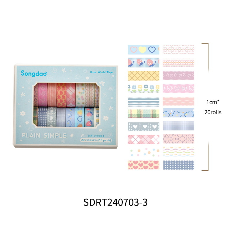 Set de bandă washi din seria Simple pentru stickere DIY — stil pastoral retro