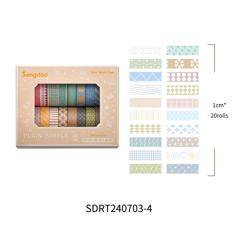 Set de bandă washi din seria Simple pentru stickere DIY — stil pastoral retro