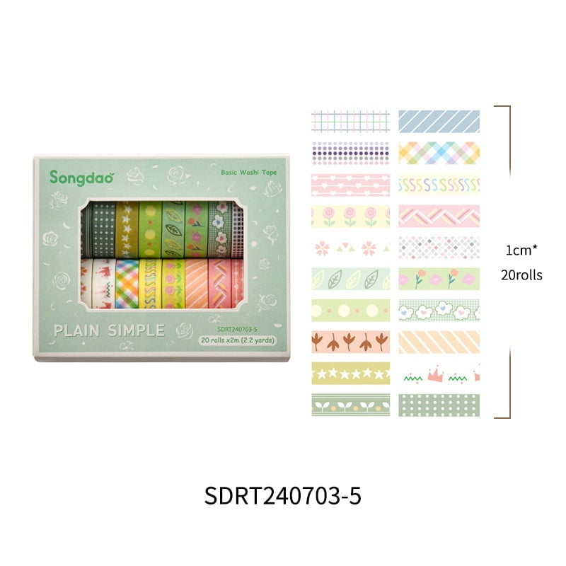 Set de bandă washi din seria Simple pentru stickere DIY — stil pastoral retro