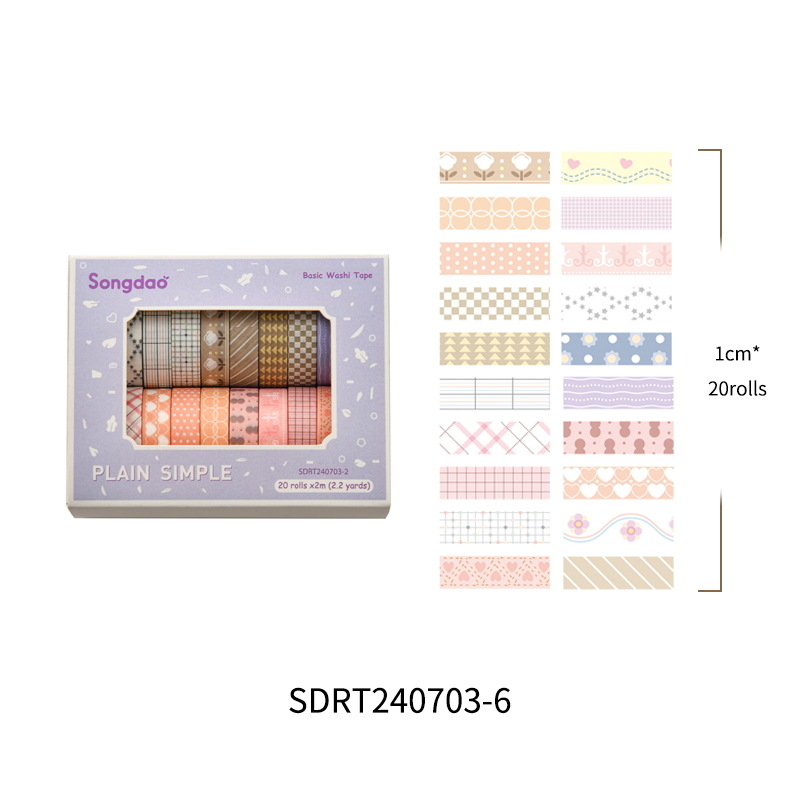 Set de bandă washi din seria Simple pentru stickere DIY — stil pastoral retro