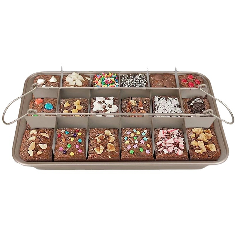 Tavă brownie cu strat antiaderent, formă dreptunghiulară pentru prăjituri, din oțel-carbon, fund gros, dimensiuni 31.5 × 20.5 × 5.7 cm
