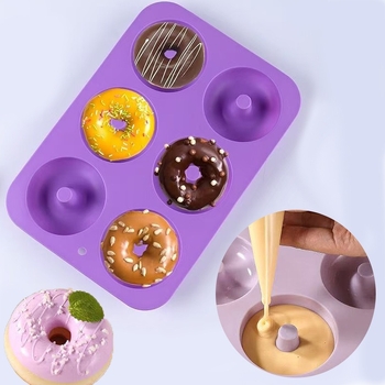 Formă din silicon pentru donuts și prăjituri, circulară, pentru coacere