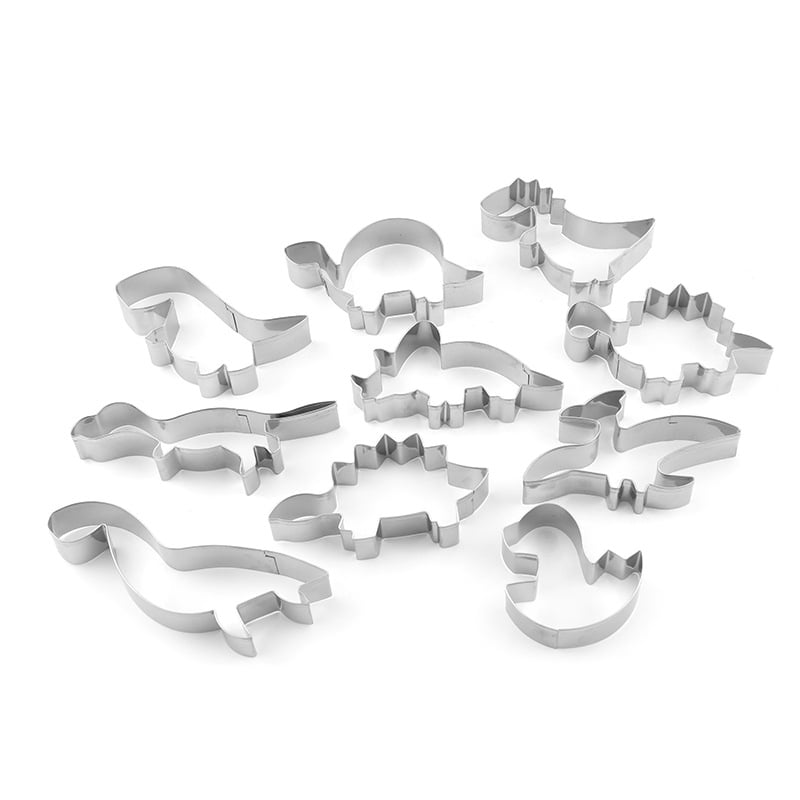 Formă de biscuiți din oțel inoxidabil, dinozaur, serie animale desenate, formă de tort DIY cu relief de fructe și legume