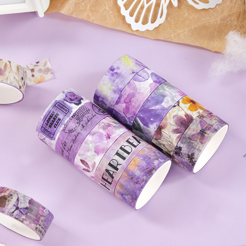 Set benzi Washi Wheat Youth, 10 role pentru decorarea jurnalului, cu autocolante drăguțe cu desene animate