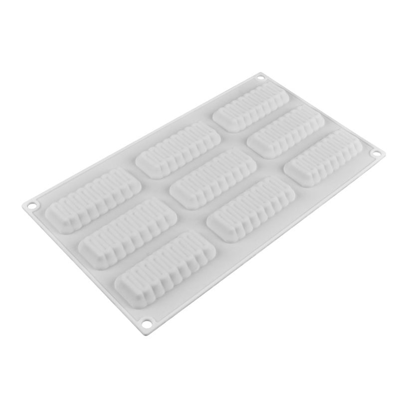 Formă din silicon, 9 bucăți, pentru prăjituri lungi cu valuri, 3D mousse, coacere franțuzească