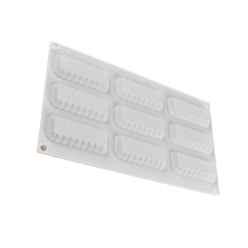 Formă din silicon, 9 bucăți, pentru prăjituri lungi cu valuri, 3D mousse, coacere franțuzească