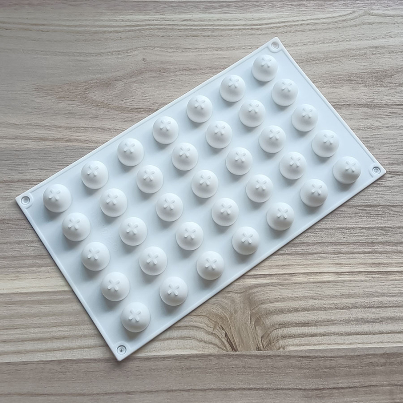 Matriță din silicon cu 35 cavități pentru trufe de ciocolată și mousse franțuzesc – formă sferică pentru coacere