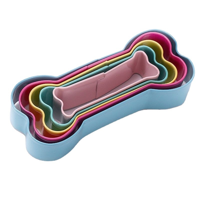 Formă de biscuiți albastră, în formă de os, din oțel inoxidabil 430