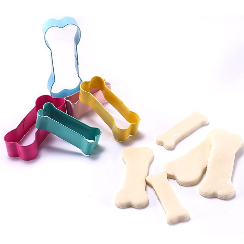 Formă de biscuiți albastră, în formă de os, din oțel inoxidabil 430