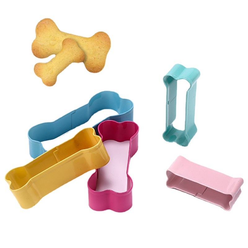 Formă de biscuiți albastră, în formă de os, din oțel inoxidabil 430