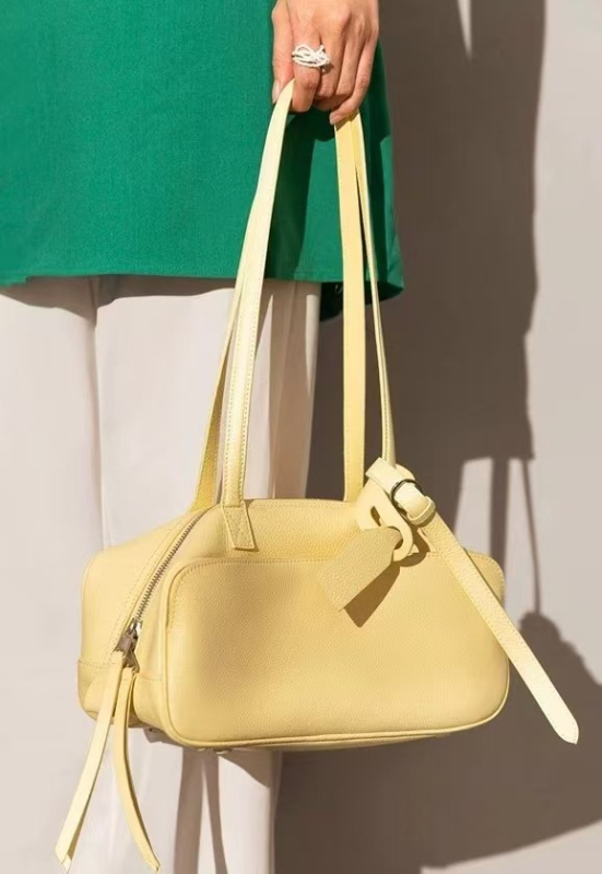 Bajia női teljes szemcsés bőrből készült crossbody Boston-stílusú táska, nagy kapacitású mindennapi használatra