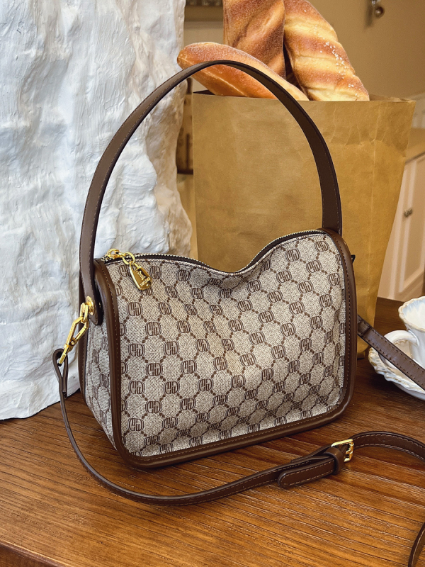 Boston torba s retro otiskom, velika kapaciteta, jastuk ispod pazuha, moderna ramensko-crossbody torba
