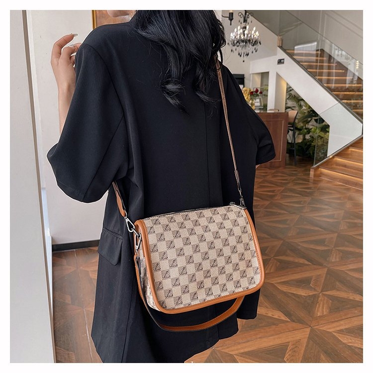 Boston torba s retro otiskom, velika kapaciteta, jastuk ispod pazuha, moderna ramensko-crossbody torba