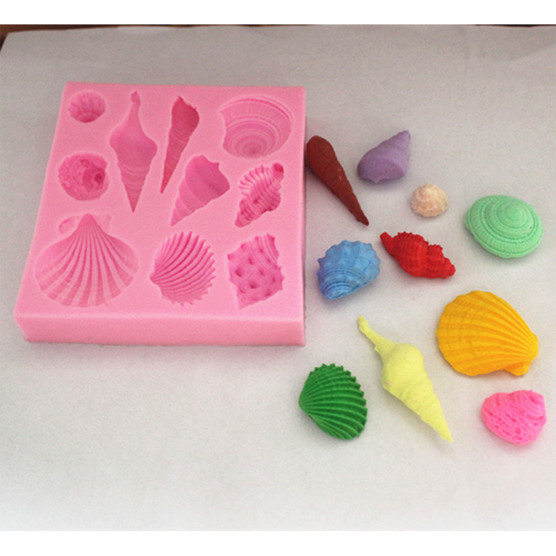 FM052 Formă din silicon‑rășină în formă de scoică pentru fondant, prăjituri, ciocolată și săpun handmade