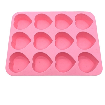 Formă de copt inimă din silicon, antiaderentă, pentru ciocolată, budincă și săpun, roz