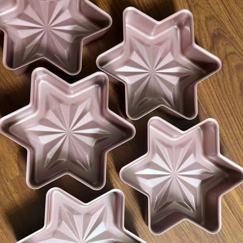 Formă de copt antiaderentă hexagonală pentru pâine și formă cu design fulg de zăpadă pentru cheesecake și mousse – set de forme personalizabil