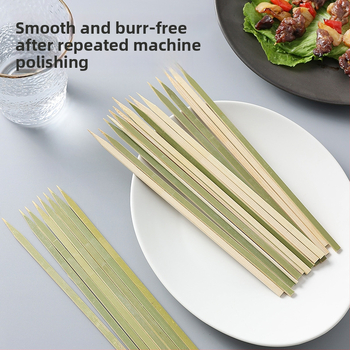 Bețe de bambus plate, pentru yakitori, cu coajă verde, gătite la grătar cu cărbune
