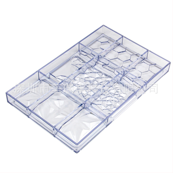 Formă dreptunghiulară din plastic transparent pentru ciocolată, cu trei modele pentru ciocolată cu fructe uscate - CC0096