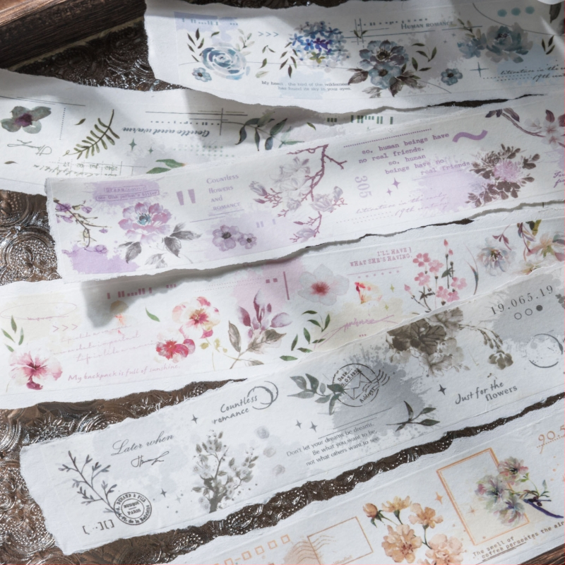 Bandă Washi 'Ketchup Girl' - seria Ink Bloom, pete de cerneală în stil sumi-e pentru jurnal, autocolante circulare decorative (6 variante)