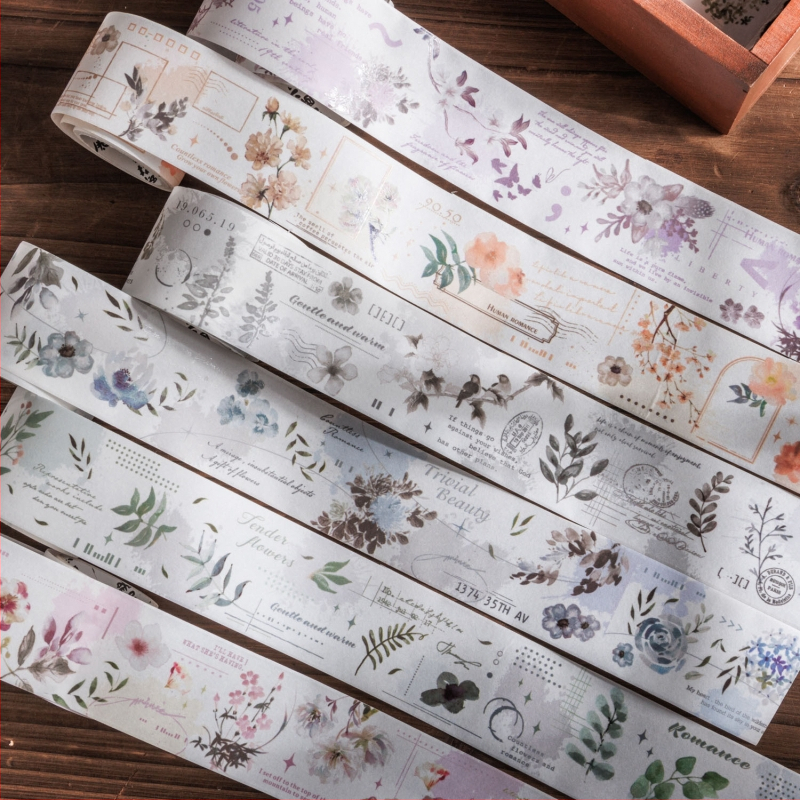 Bandă Washi 'Ketchup Girl' - seria Ink Bloom, pete de cerneală în stil sumi-e pentru jurnal, autocolante circulare decorative (6 variante)