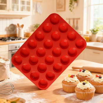 Formă rotundă din silicon, 24 de cavități, pentru fondant, ciocolată, bomboane, biscuiți și săpun