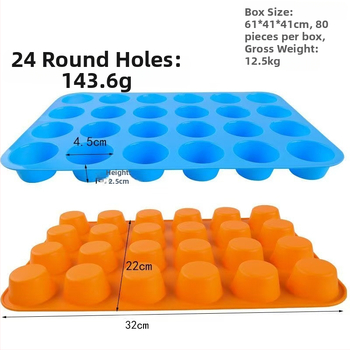 Formă rotundă din silicon, 24 de cavități, pentru fondant, ciocolată, bomboane, biscuiți și săpun