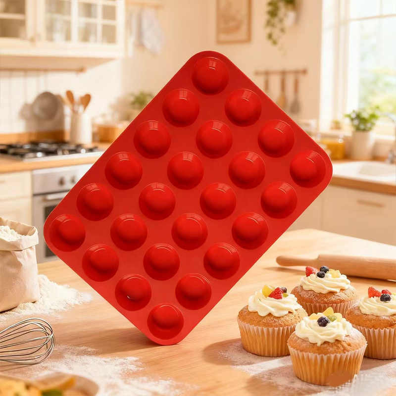 Formă rotundă din silicon, 24 de cavități, pentru fondant, ciocolată, bomboane, biscuiți și săpun