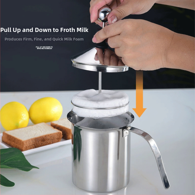 Spumător de lapte manual, din oțel inoxidabil 304, pentru cafea și cappuccino
