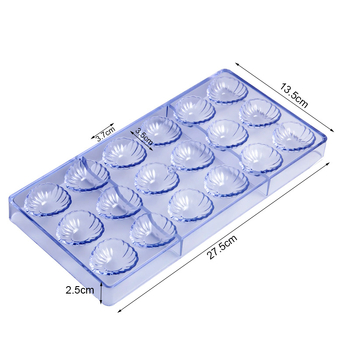 Formă de ciocolată cu 18 scoici, lucrată manual, din plastic alimentar, pentru coacere