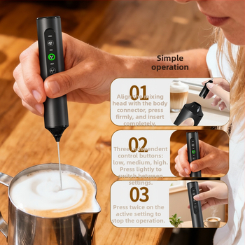 COFFTIME Spumator de cafea cu lapte, portabil, reîncărcabil, electric, pentru spumare lapte