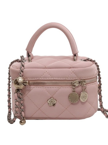 Ženska mini bucket torbica od PU kože s dijamantnim quiltom, lančani remen, crossbody stil