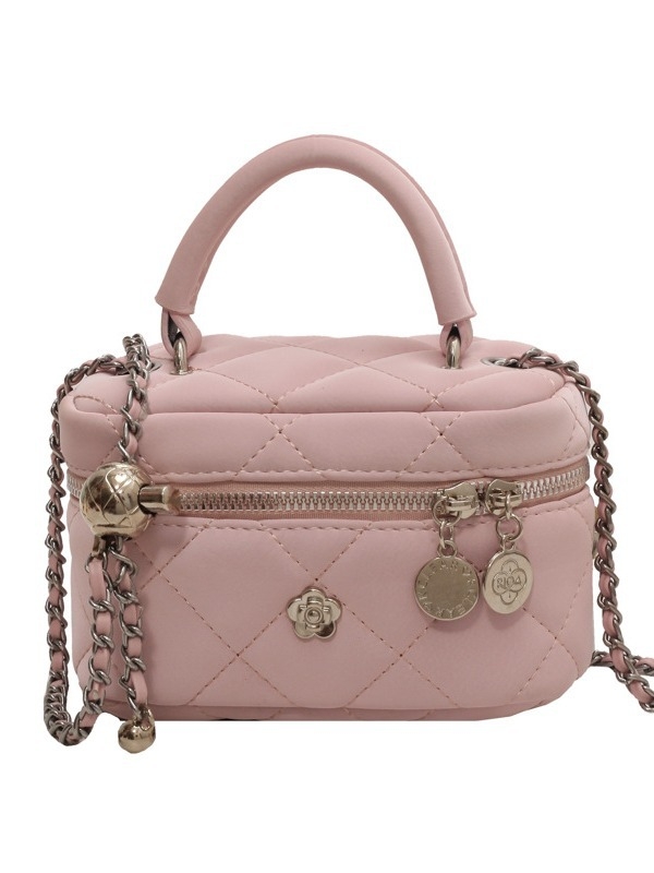 Ženska mini bucket torbica od PU kože s dijamantnim quiltom, lančani remen, crossbody stil