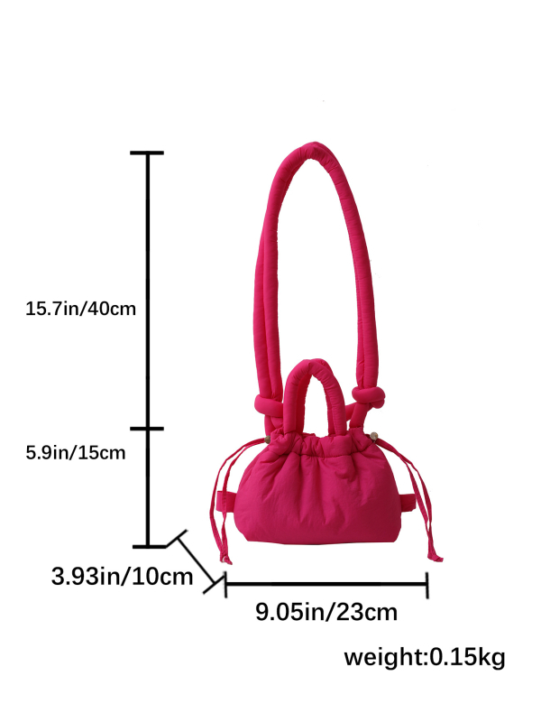 Ženska bucket bag u bombon boji, mala nylon torba sa šnrom za nošenje preko ramena