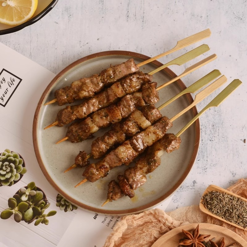 Bețe de bambus verzi pentru yakitori, bețe de unică folosință pentru supă picantă, bețe rotunde din oțel și bețe plate pentru uz comercial