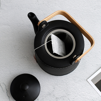 Ceainic japonez, design creativ, culoare uni, cu infuzor, set de ceai din ceramică în stil nordic