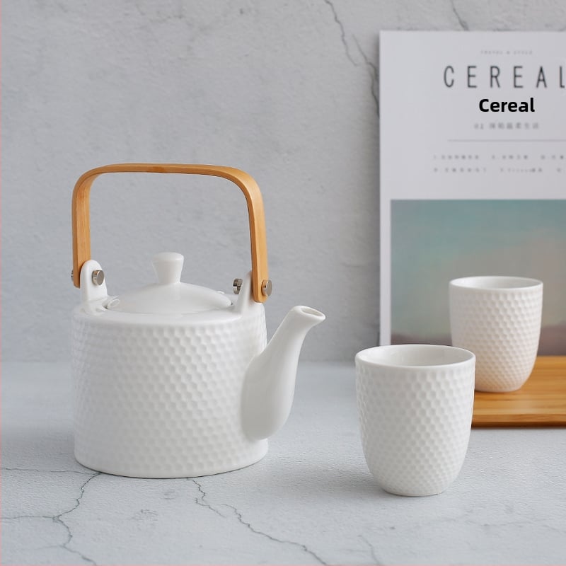Ceainic japonez, design creativ, culoare uni, cu infuzor, set de ceai din ceramică în stil nordic