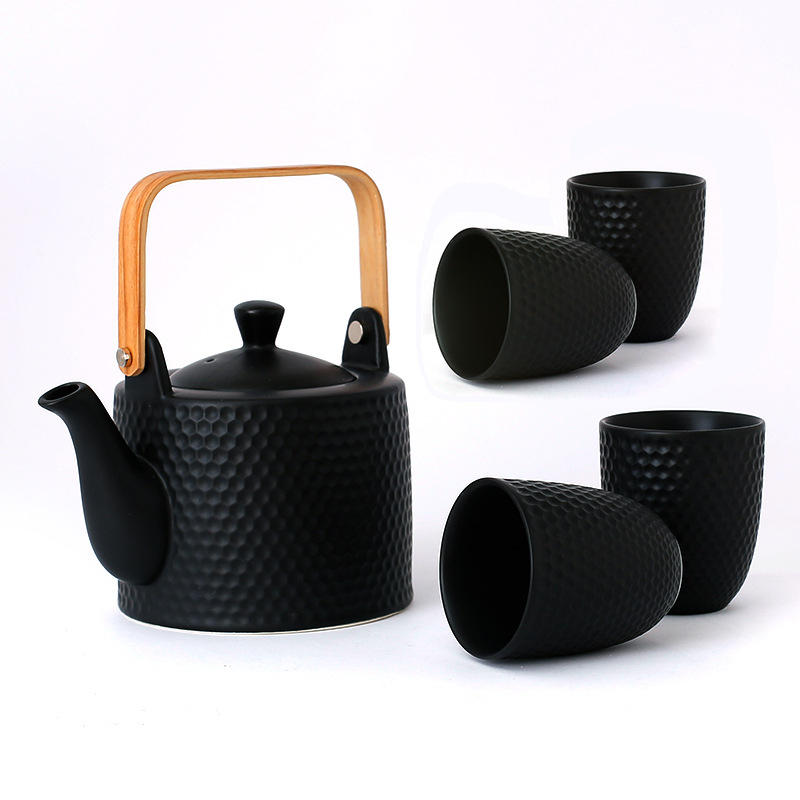 Ceainic japonez, design creativ, culoare uni, cu infuzor, set de ceai din ceramică în stil nordic