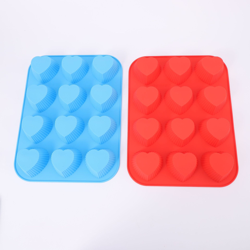 Formă din silicon inimă pentru mousse, ciocolată umplute făcute manual, desert franțuzesc 3D pentru coacere, două dimensiuni