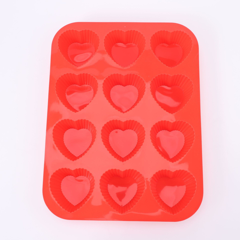 Formă din silicon inimă pentru mousse, ciocolată umplute făcute manual, desert franțuzesc 3D pentru coacere, două dimensiuni