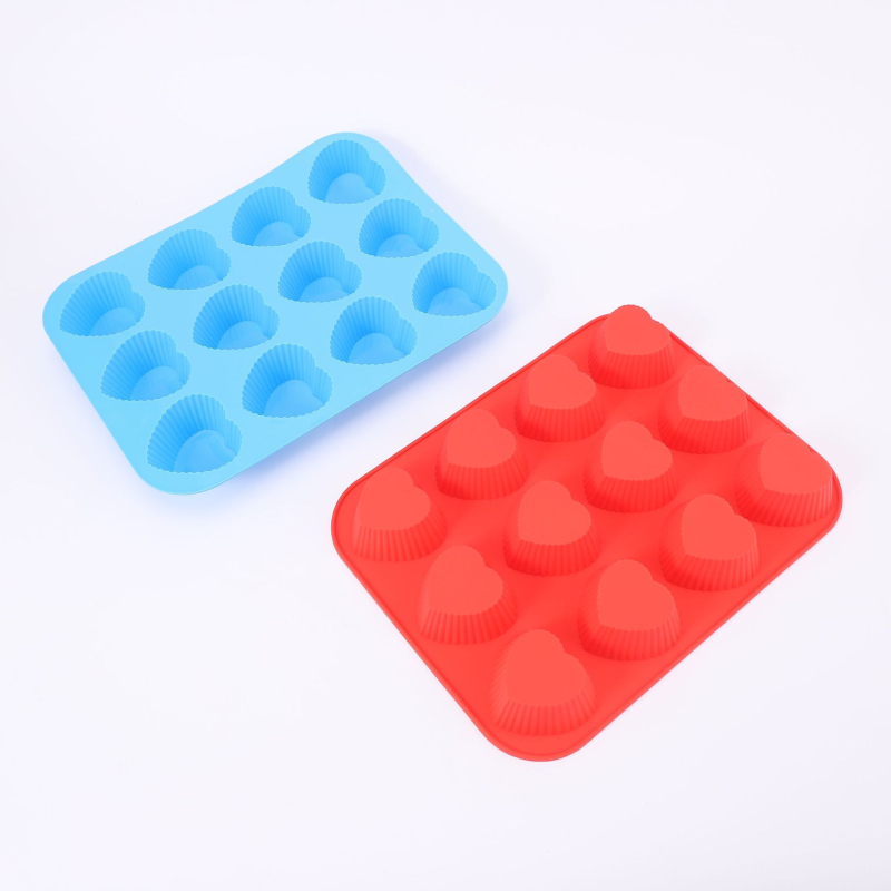 Formă din silicon inimă pentru mousse, ciocolată umplute făcute manual, desert franțuzesc 3D pentru coacere, două dimensiuni