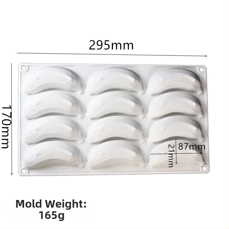 Formă de silicon pentru prăjituri, 12 cavități, cu banană jeleu mousse, budincă și înghețată, fondant ciocolată DIY