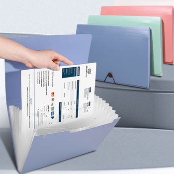 Folder acordeon de birou cu 12 compartimente, PP rezistent la apă, capacitate mare, pentru documente B6/A4
