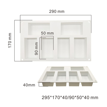 Set de 6 forme pătrate din silicon pentru mousse și prăjituri
