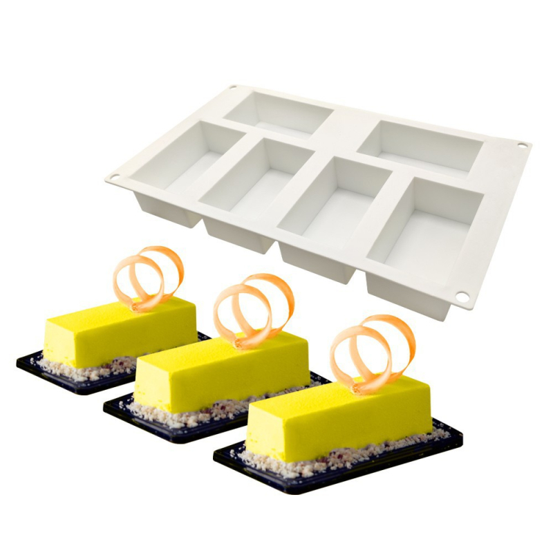 Set de 6 forme pătrate din silicon pentru mousse și prăjituri