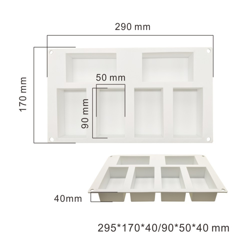 Set de 6 forme pătrate din silicon pentru mousse și prăjituri