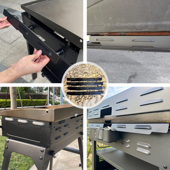 Ecran din oțel inoxidabil de 36 inch pentru grătar, protecție împotriva vântului, accesoriu cu piatră neagră